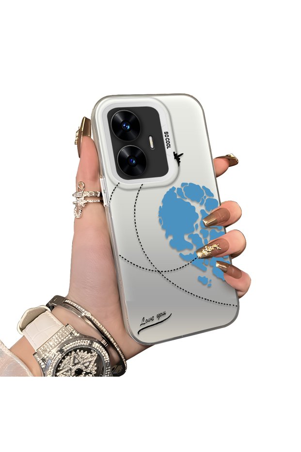Realme C55 Compatible Silicone Edge Hard Back Anti-Fall Valentine's Patterned Case