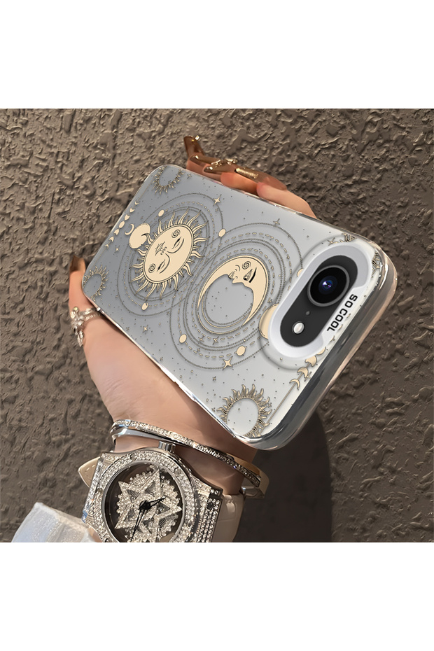 حافظة مضادة للسقوط من السيليكون المتوافقة مع هاتف iPhone 16e ذات حافة صلبة ونمط القمر - 3