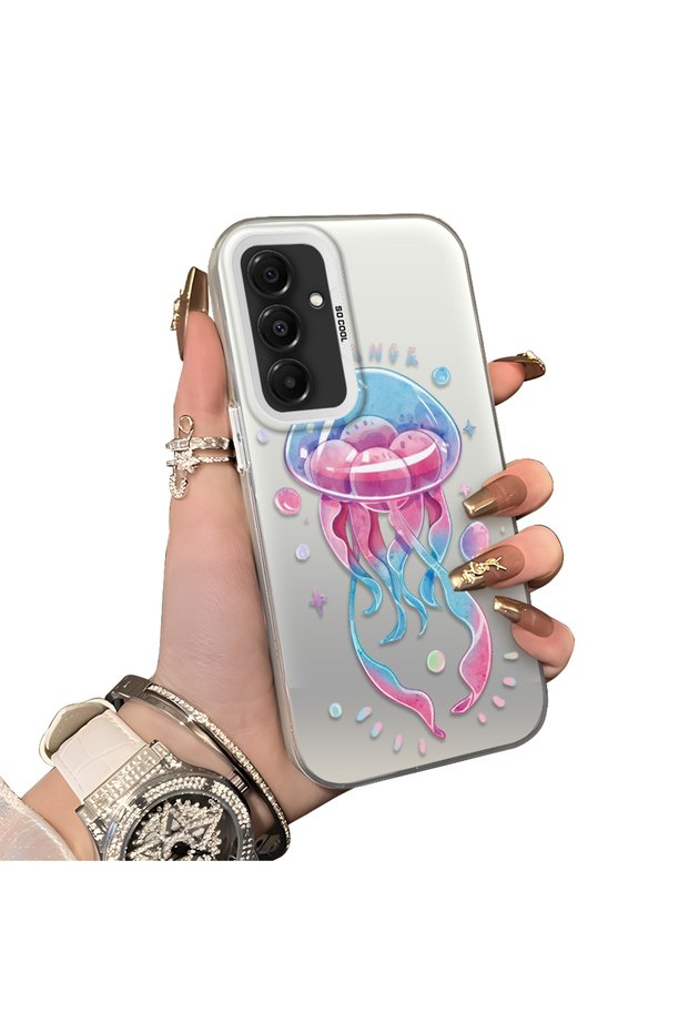 Samsung Galaxy A16 Compatible Silicone Edge Hard Back Anti-Fall Case Sponge Fish Pattern
