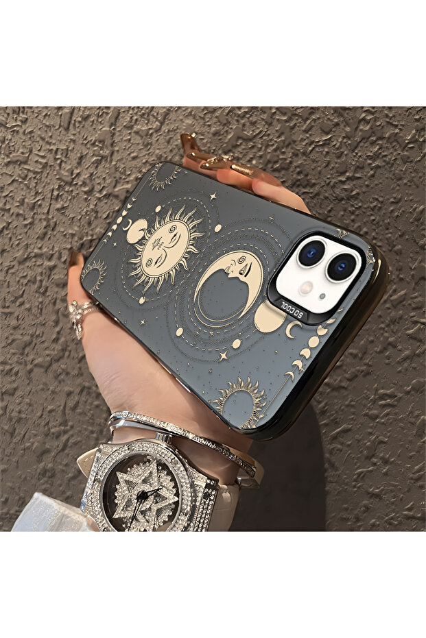 حافظة مضادة للسقوط من السيليكون المتوافقة مع هاتف iPhone 12، بنمط القمر - 3