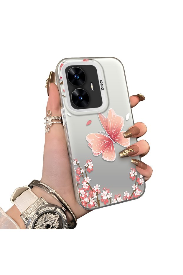 Realme C55 Compatible Silicone Edge Hard Back Anti-Fall Butterfly Pattern Case