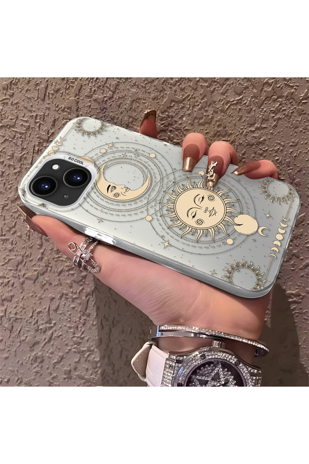 حافظة مضادة للسقوط من السيليكون المتوافقة مع هاتف iPhone 15 Plus/14 Plus، بنمط القمر - 3