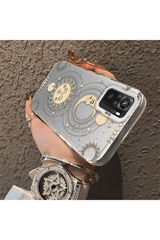 Xiaomi Redmi Note 10 Compatible Silicone Edge Hard Back Anti-Fall Case Moon Patterned - 4