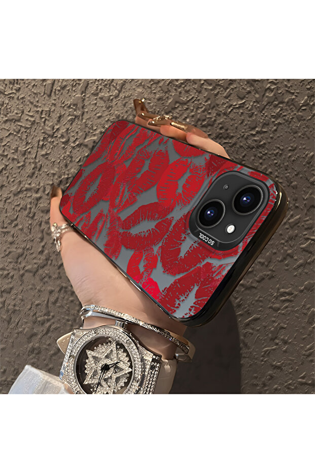 حافظة متوافقة مع هاتف iPhone 15 Plus/14 Plus مصنوعة من السيليكون الصلب ومضادة للسقوط وذات نمط شفاه - 4