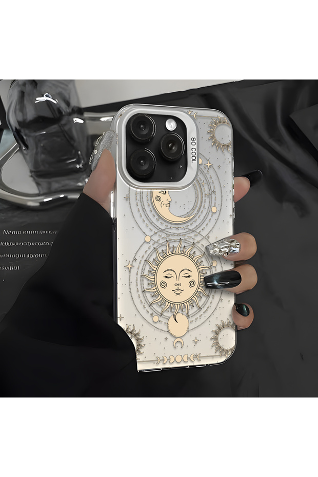 حافظة مضادة للسقوط من السيليكون المتوافقة مع هاتف iPhone 16e ذات حافة صلبة ونمط القمر - 5