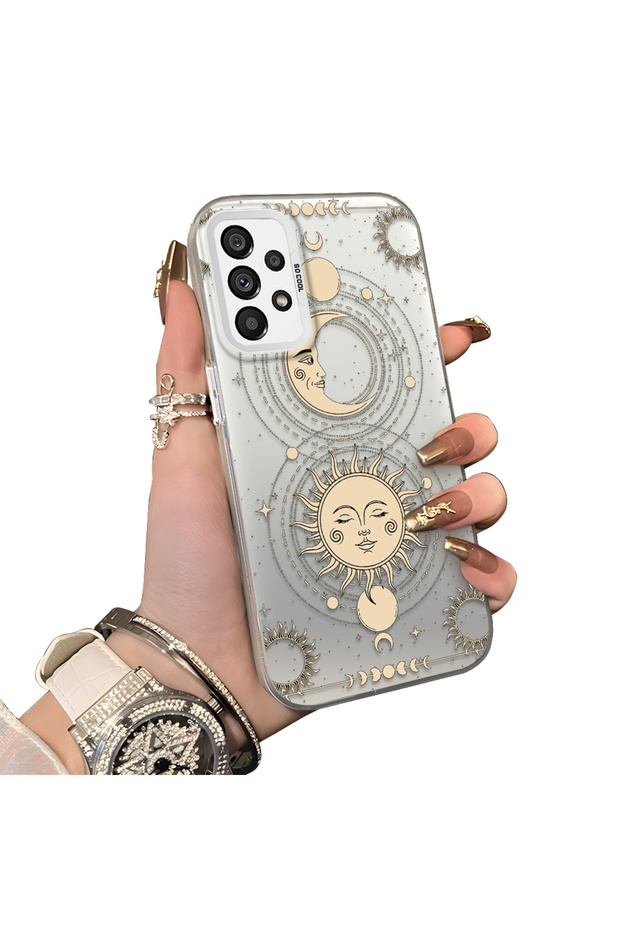 Samsung Galaxy A73 Compatible Silicone Edge Hard Back Anti-Fall Case Moon Pattern