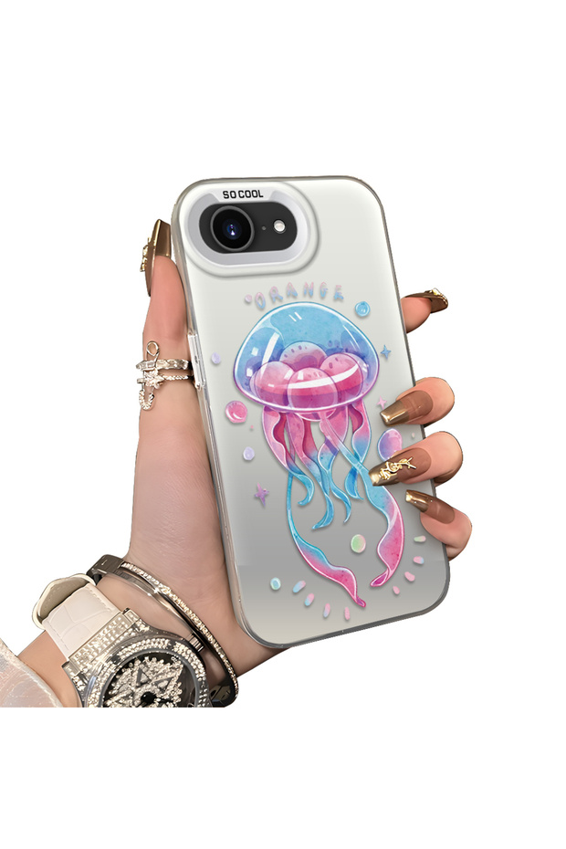 حافظة مضادة للسقوط من السيليكون المتوافقة مع هاتف iPhone 16e، بنمط سمكة إسفنجية - 1