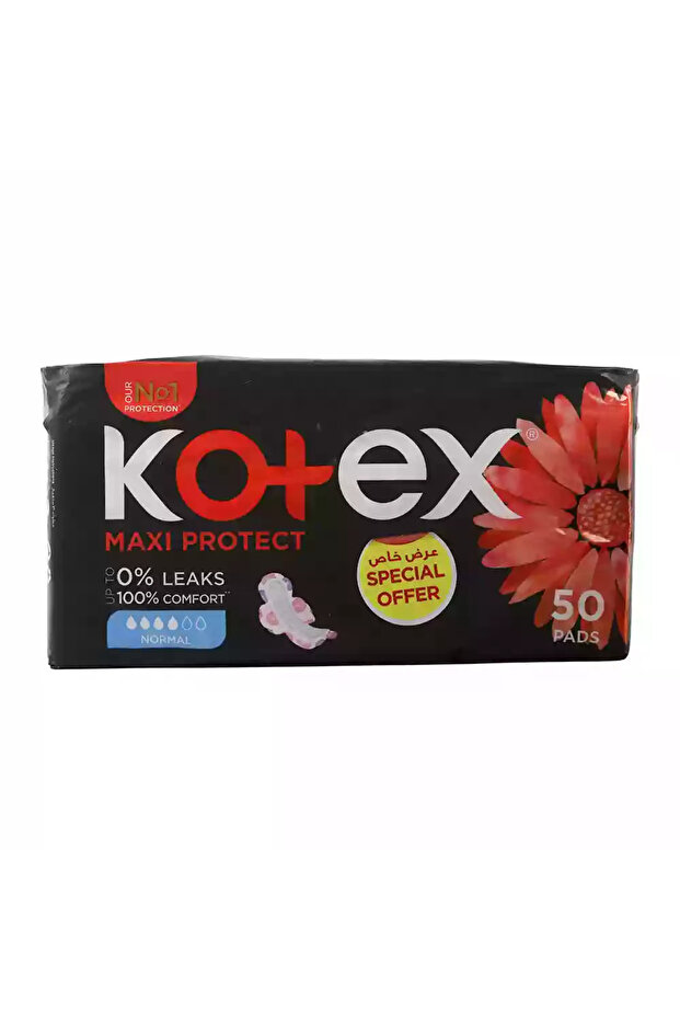 Maxi Protect Normal Sanitary Pads With Wings, Up to 0 percent Leaks- 50 Pads Special Offer