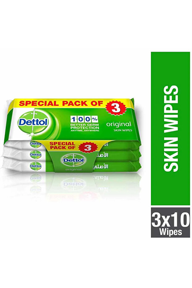 Original Anti-Bacterial Skin Wipes - Set Of 3 (10 Wipes Each)