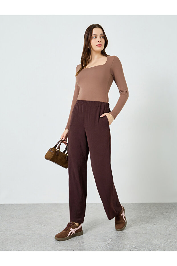 Women Brown Straight Leg Pants
