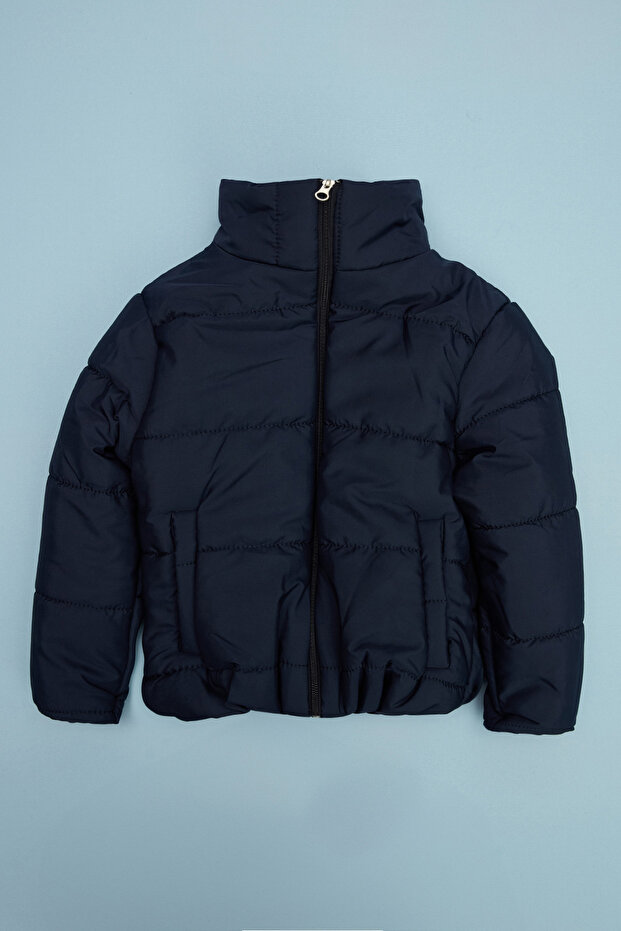 Elastic Waist Crop Girl's Puffer Jacket