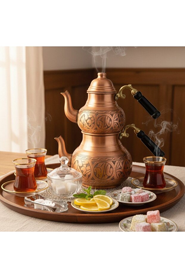 إبريق شاي نحاسي منحوت