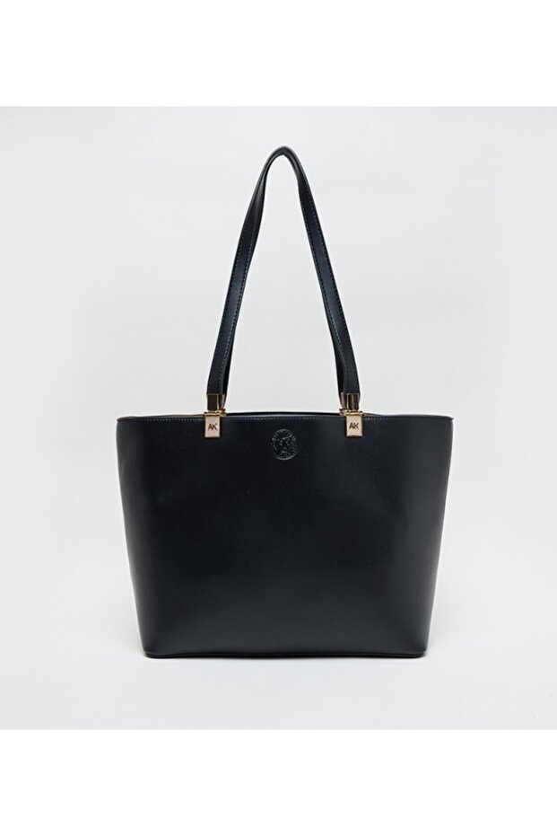 Solid Pu Zip Closure Tote Bag - 1