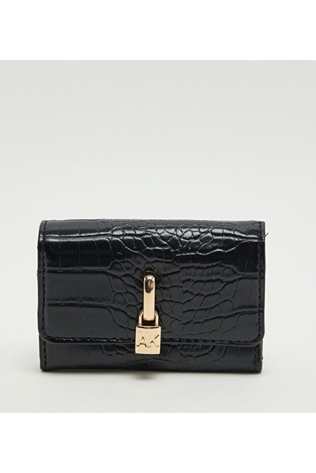 Croc Textured Flap Wallet