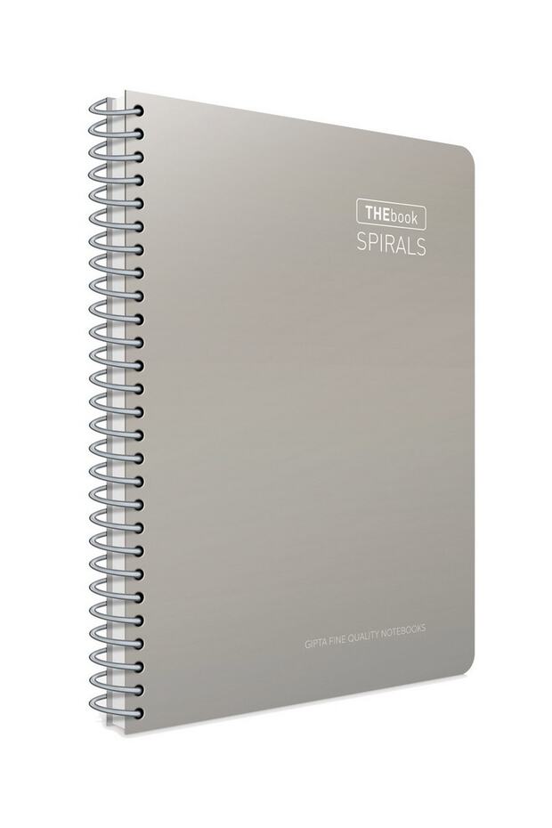 دفتر ملاحظات The Book Spirals مقاس A4 ذو 140 ورقة بغطاء صلب حلزوني (5511) رمادي فاتح مربعات