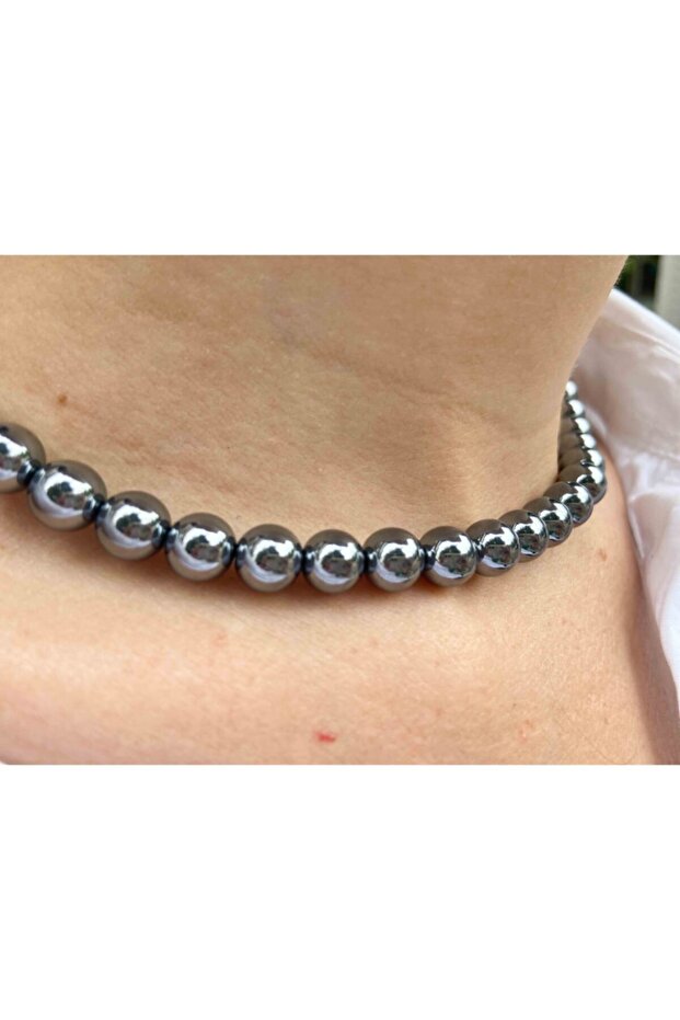 Terahertz Taşı Doğaltaş Kolye 8 Mm - 2