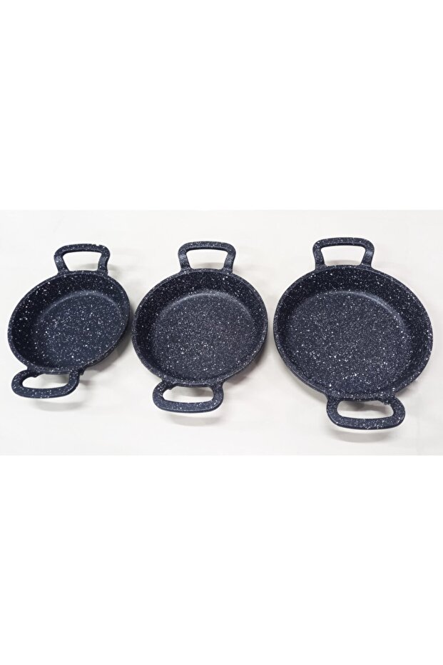 Siyah Döküm Sahat Set 3lü Set 16-18-20cm Omlet Tava Set - 1