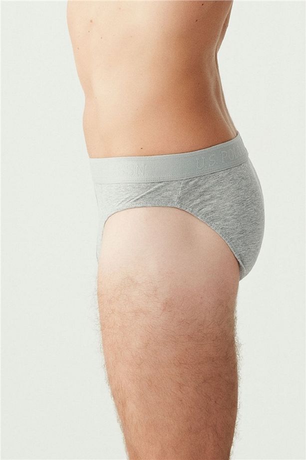 U.S. Polo Assn. Erkek Gri Melanj 3 Lü Slip Külot - 3