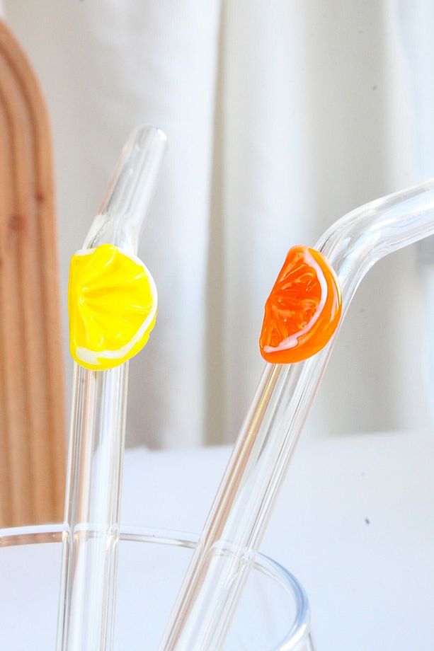 Portakal & Limon Figürlü 2’li Cam Pipet Seti - 1