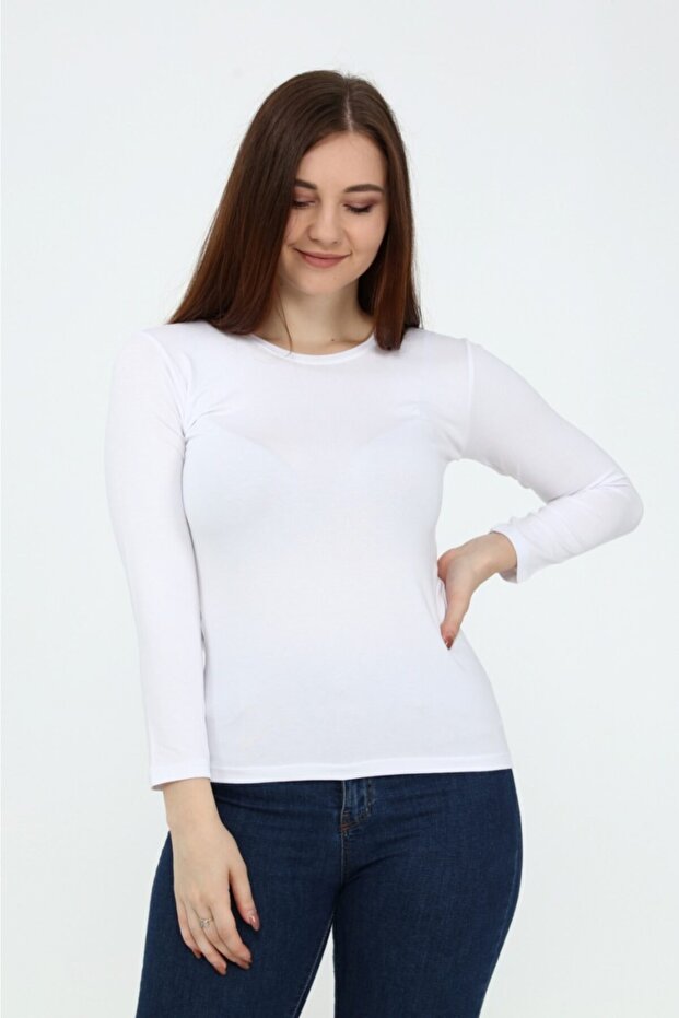 White Crew Neck Blouse
