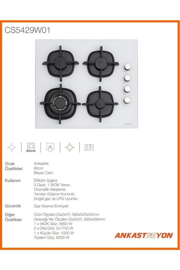 Beyaz Cam Ankastre Set - 3