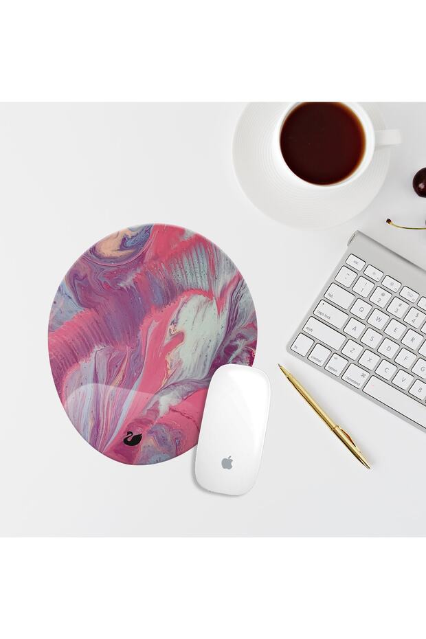 Colorful Pattern Oval Mouse Pad with Wrist Support Mouse Pad - 1