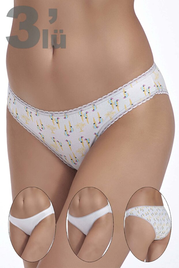 3'lü Likralı Kadın Bikini - 1