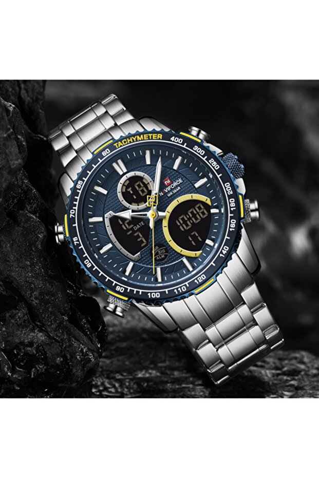 Naviforce Steel Tachymeter Model Digital & Analog Watch