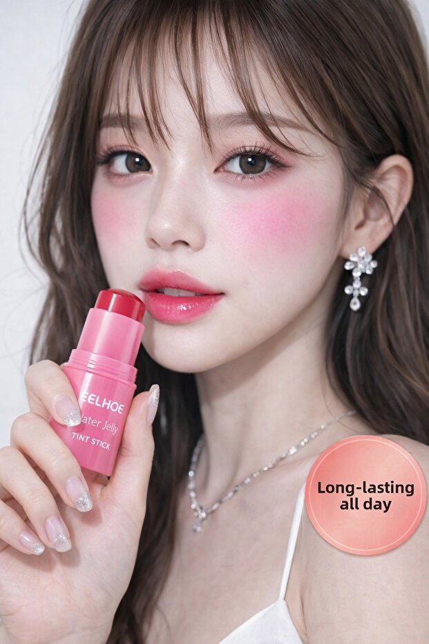 Rose Pink Water Based Tint Stick | Lasts All Day | Gel Blush & Lip Tint | Bright Natural Finish