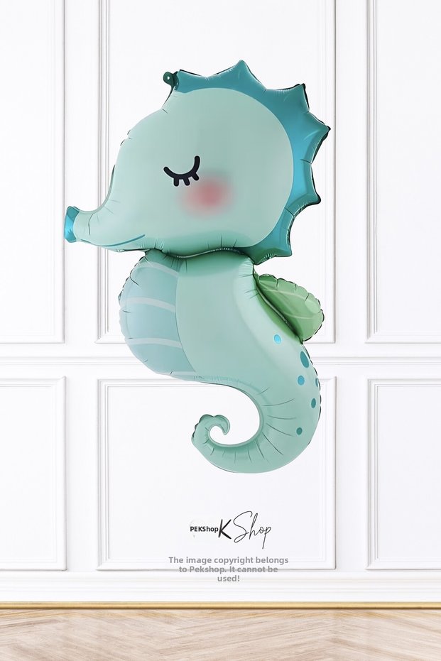 Retro Green Sea Horse Foil Balloon