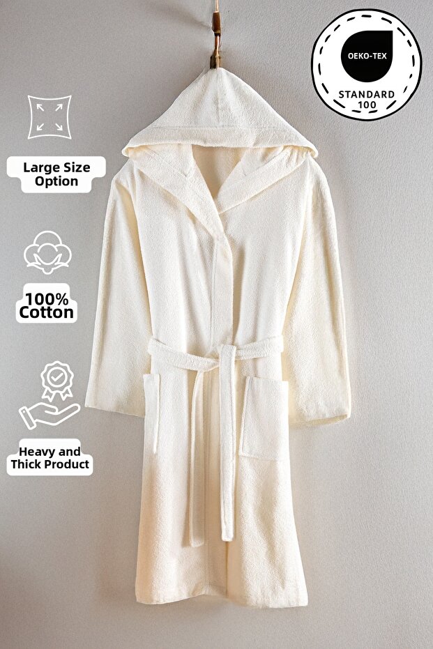 Gonca Premium 100% Hooded Bathrobe | High Water Absorbency And Luxury Comfort | Quick Drying
