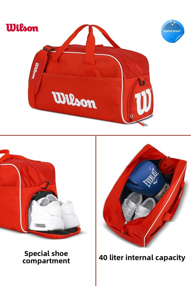 Licensed Red Unisex Waterproof Gym Fitness Sports Travel Bag with Shoe Compartment Hand Luggage