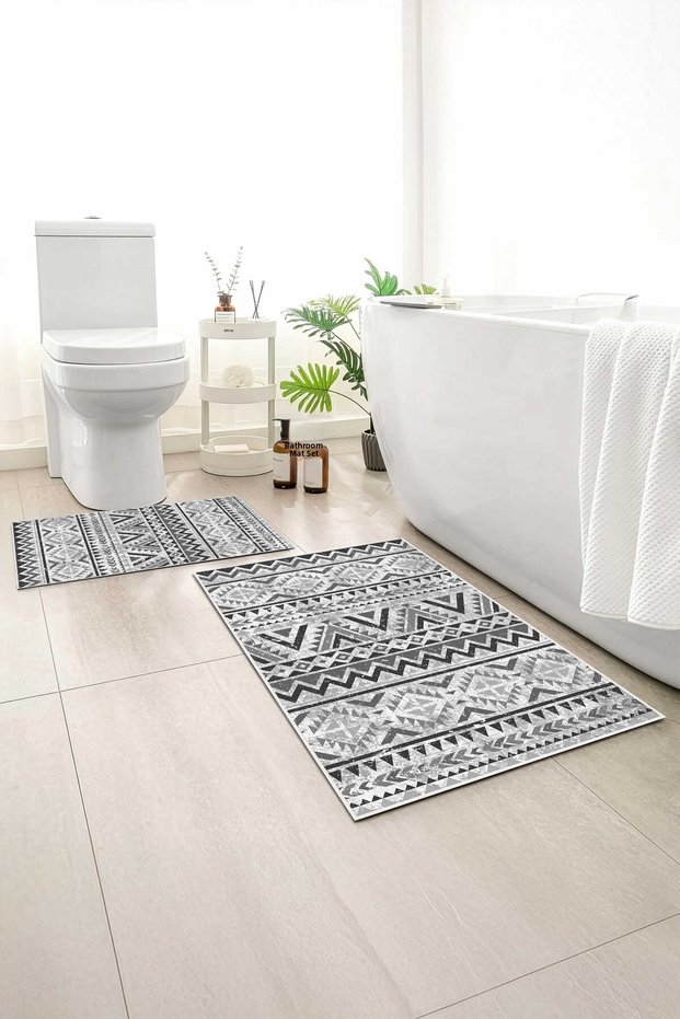 2-Pack Bath Mat, Soft Bathroom Rug, Non-Slip Backing, Washable - 60X100 - 50X60