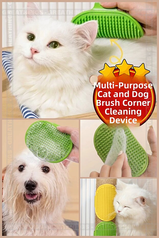 Cat and Dog Silicone Washing and Hair Collection Device | Adjustable Pet Corner Scratching Device