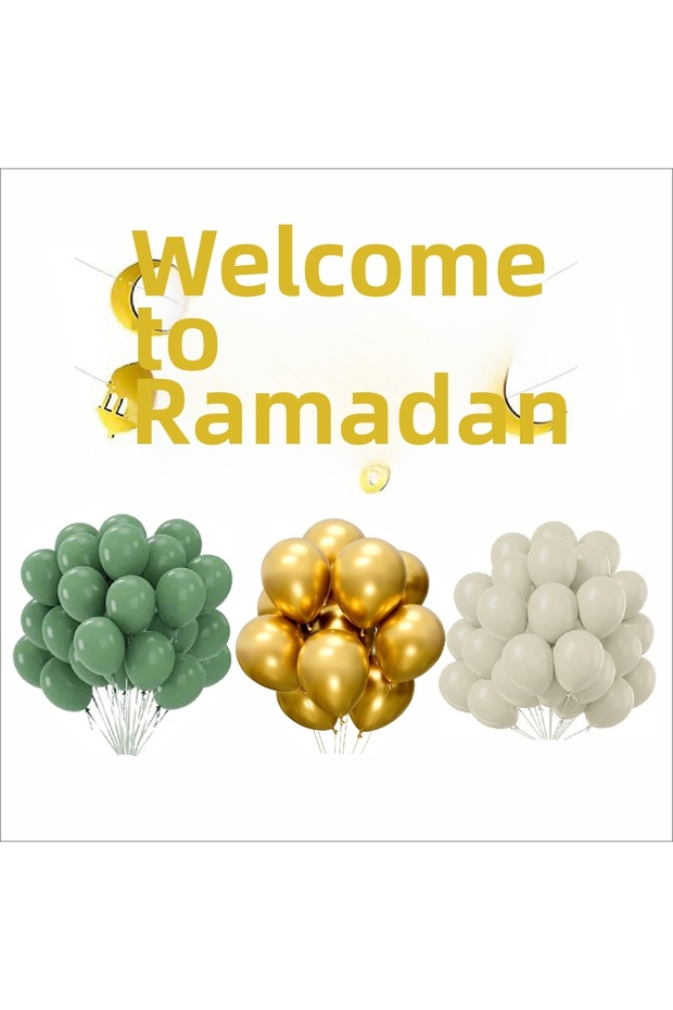 30 Balloons + Welcome Ramadan Banner Set