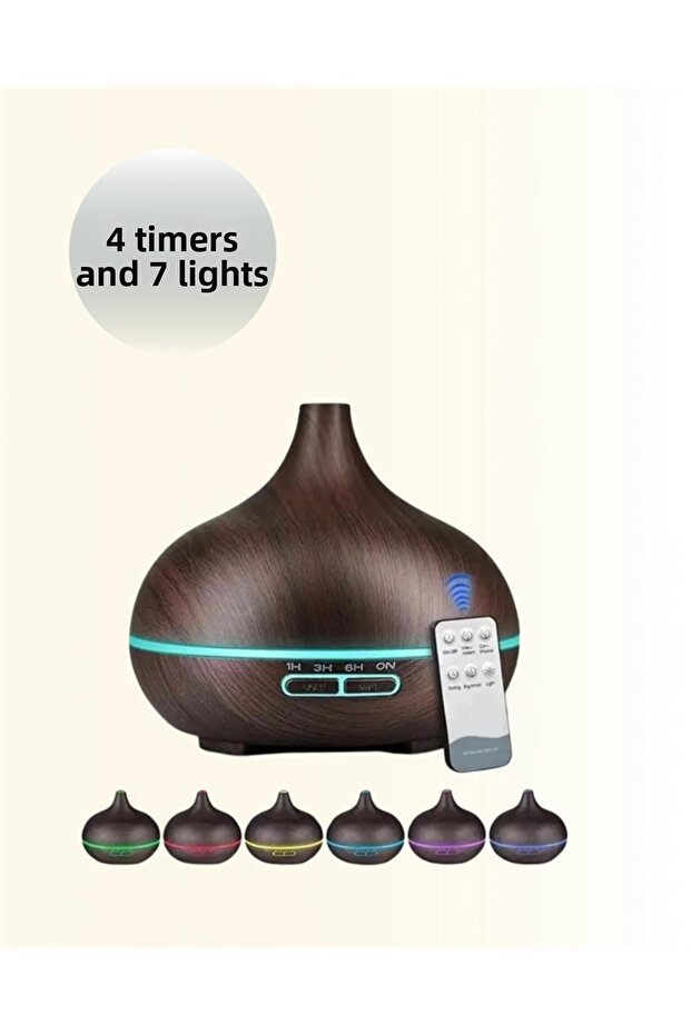 جهاز نشر الروائح العطرية يعمل بشكل هادئ - 4 إعدادات زمنية، 7 خيارات إضاءة ملونة - 5