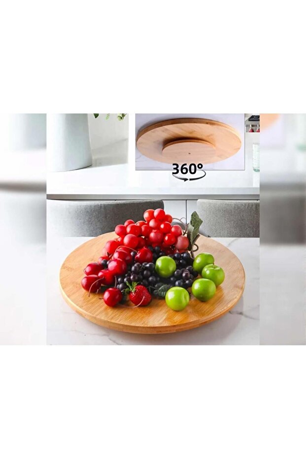 حامل عرض دوار من الخيزران مقاس 29 سم - 2