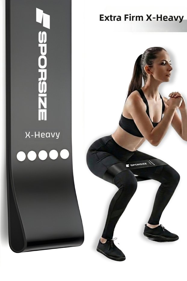 100% Latex Resistance Band (Extra Hard) – Squat Pilates Fitness Loop Band, Leg & Hip Training