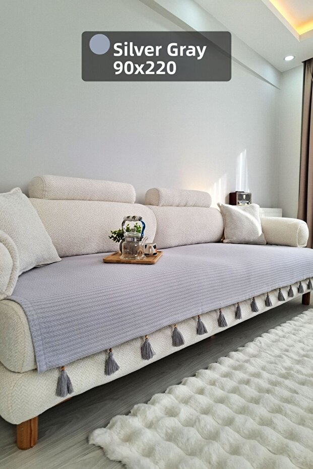 Home Sofa Cover Tasseled Loveseat Cover 200 X 95