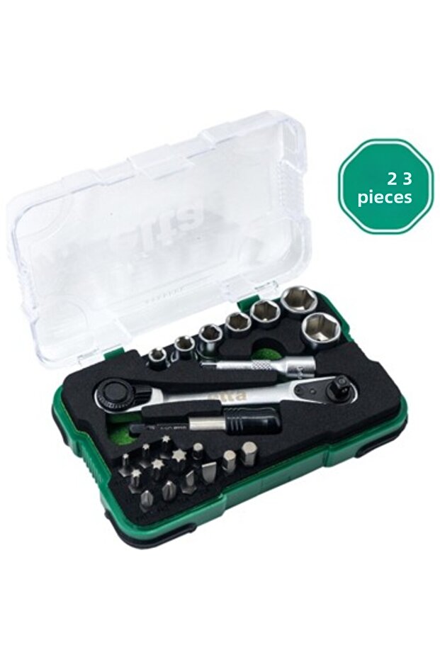 Elta 1/4” Ratchet Socket Wrench & Bits Set (23 Pieces, mm)