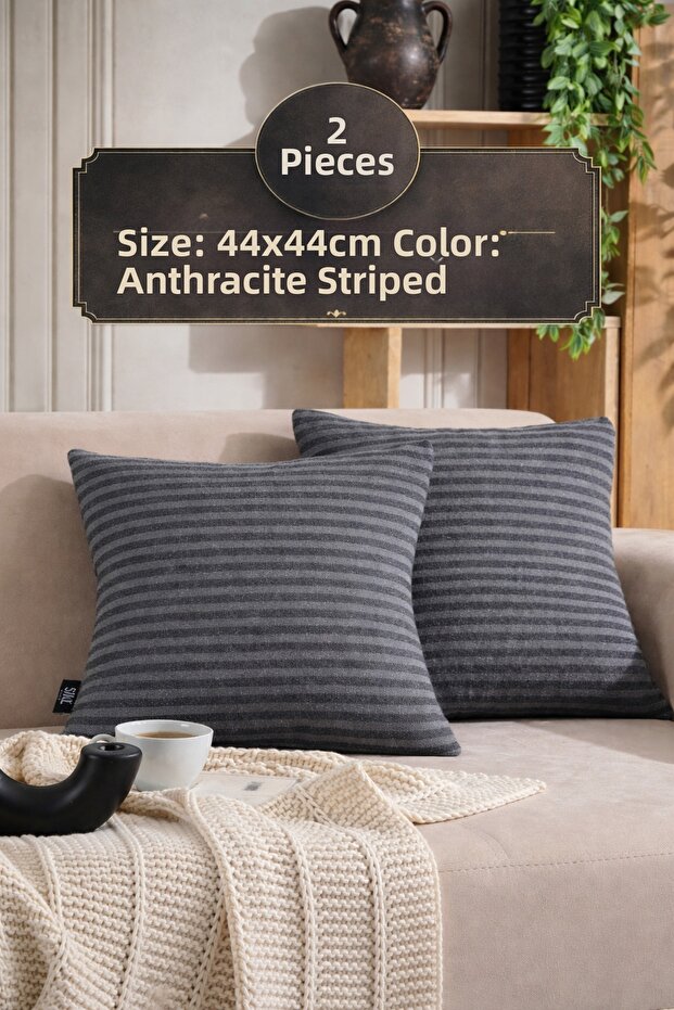 Shal Plaid 2-Piece Decorative Snap-On Cushion Cover Pillowcase 44X44Cm