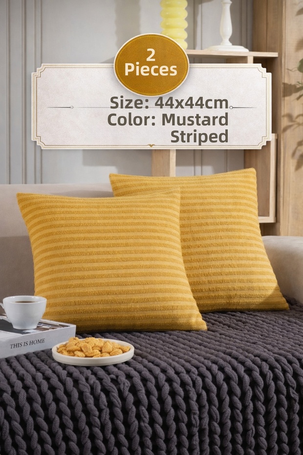 Shal Plaid 2-Piece Decorative Snap-On Cushion Cover Pillowcase 44X44Cm