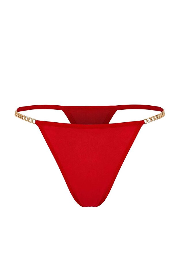 Siyah-Kırmızı 2'li Micro Zincir Detaylı String Külot THMSS26KU00008 - 10