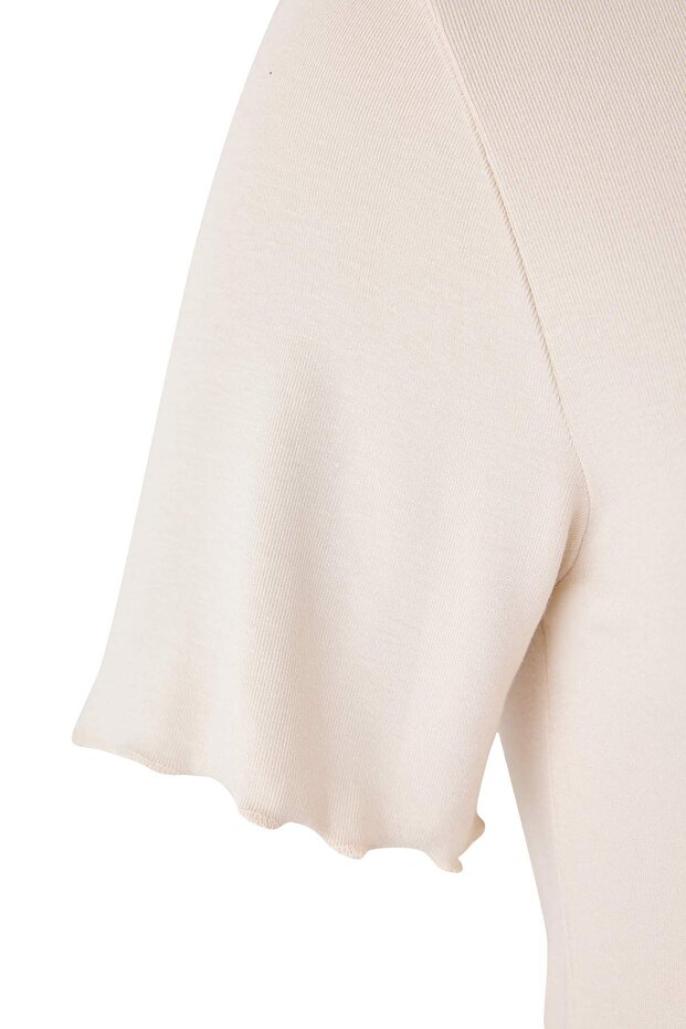 Wardrobe Essentials Taş Yakası Biye Detaylı Yumuşak Tuşeli Örme Büyük Beden Bluz TBBSS26AF00025 - 7