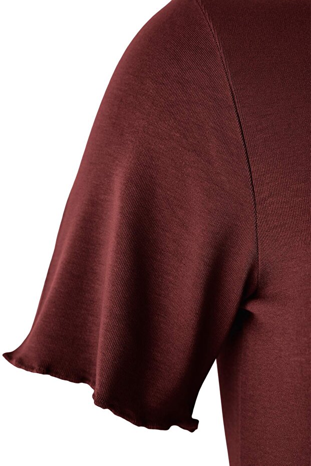 Wardrobe Essentials Kahverengi Yakası Biye Detaylı Yumuşak Tuşeli Örme Bluz TBBSS26AF00025 - 7