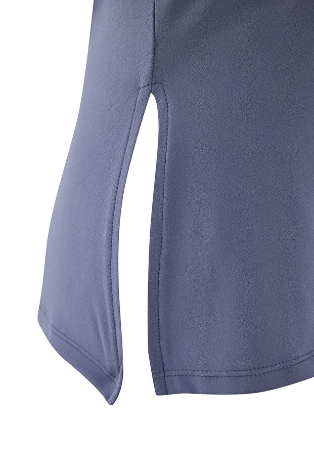 Indigo Soft Fırçalı Kumaş Yırtmaçlı Örme Spor Üst/Bluz THMSS26BZ00001 - 9