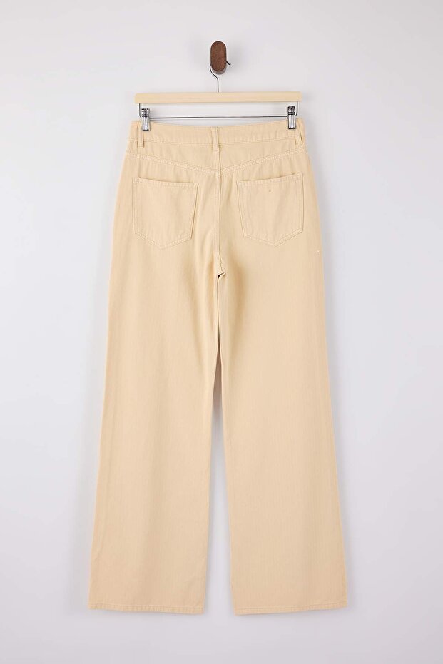 Taş DÖKÜMLÜ Yüksek Bel %100 Pamuk Wide Leg Jeans TWOSS26JE00014 - 7