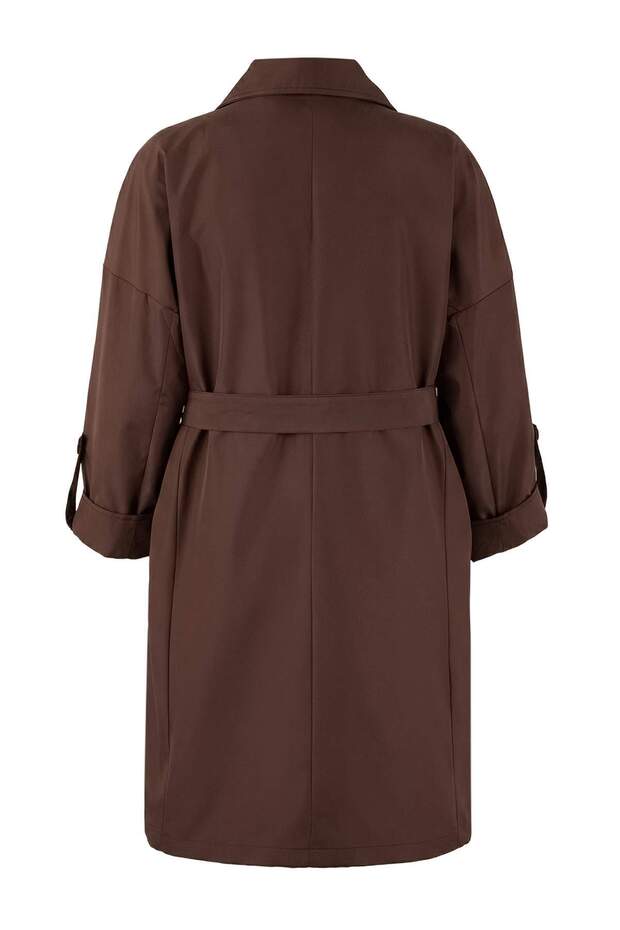 Kahverengi Oversize Büyük Beden Trençkot TBBSS25BM00001 - 11