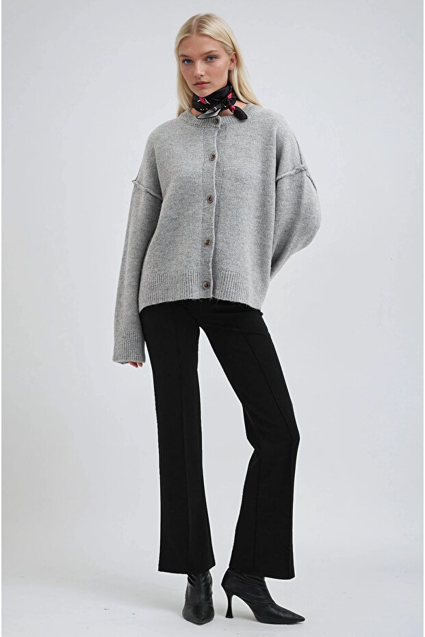 Dikiş Detaylı Basic Triko Hırka 5193 - 5