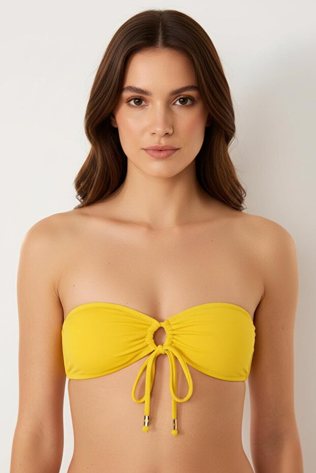 63567 Yellow Strapless Bikini Top